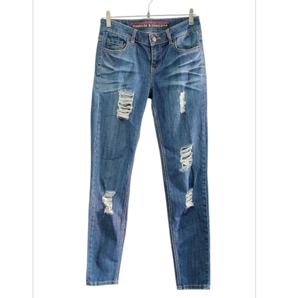 Standards & Practices Distressed Blue Jeans Size 26